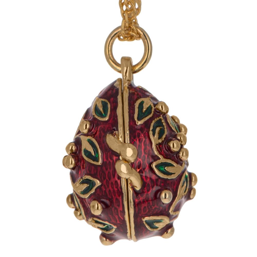 Royal Ladybug: Red Egg Pendant Necklace with Charm ,dimensions in inches: 1 x 0.5 x 0.5