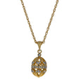 Golden Brilliance: 57-Crystal Royal Egg Necklace in Brass, 20 Inches in Gold color, Oval shape