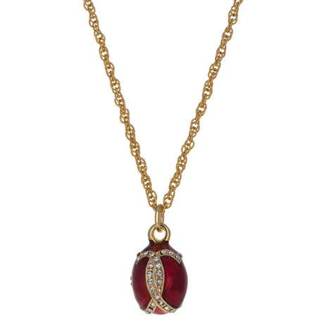 Pewter Venetian Elegance: Red Crystal Royal Egg Pendant Necklace in Red color Oval