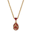 Pewter Regal Red Pinecone: 40-Crystal Royal Egg Pendant Necklace in Red color Oval