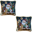 Fabric Set of 2 Santa Reading Gifts List Christmas Throw Cushion Pillow Covers in Blue color Square