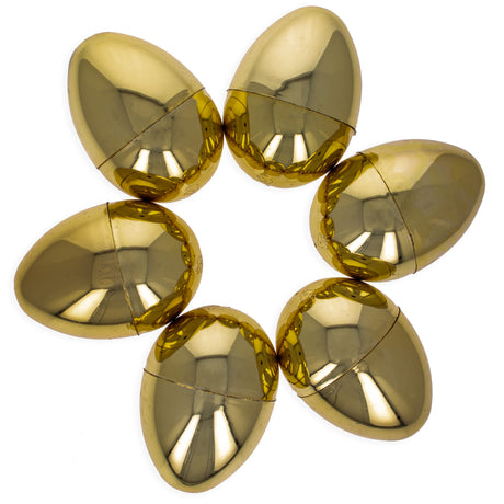 Plastic Set of 6 Very Shiny Golden Large Size Plastic Easter Eggs 4 Inches in Gold color Oval