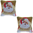 Fabric Set of 2 Believe in Santa Christmas Cushion Throw Pillow Covers in Gold color Square