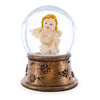 Resin Divine Harmony: Golden Angel Miniature Water Snow Globe in Beige color Round