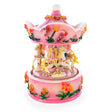 Resin Sweet Dreams: Pink Teddy Bear on Rocking Horse - Baby Girl's Musical Water Snow Globe in Pink color