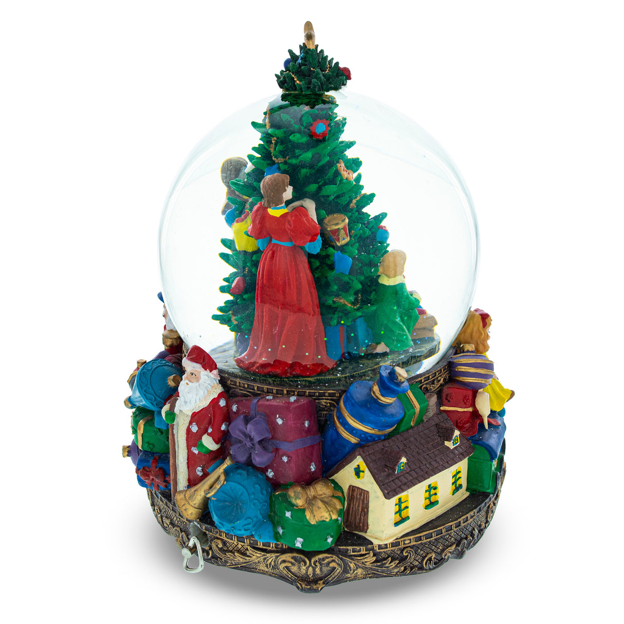 Illuminated Tree Magic: LED Lights Musical Water Snow Globe, 9.6 Inches, with Children Decorating Christmas Tree ,dimensions in inches: 9.6 x 7.2 x 7.2