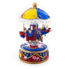 Resin Whimsical Transport Carousel: Musical Figurine with Airplane, Boat, and Train in Multi color