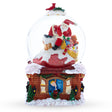 Resin Santa with Christmas Gifts Chimney Journey: Musical Water Snow Globe in Multi color Round