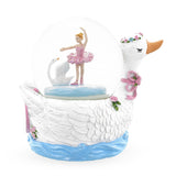 Glass Graceful Swan Lake Ballet: Musical Water Snow Globe in White color Round