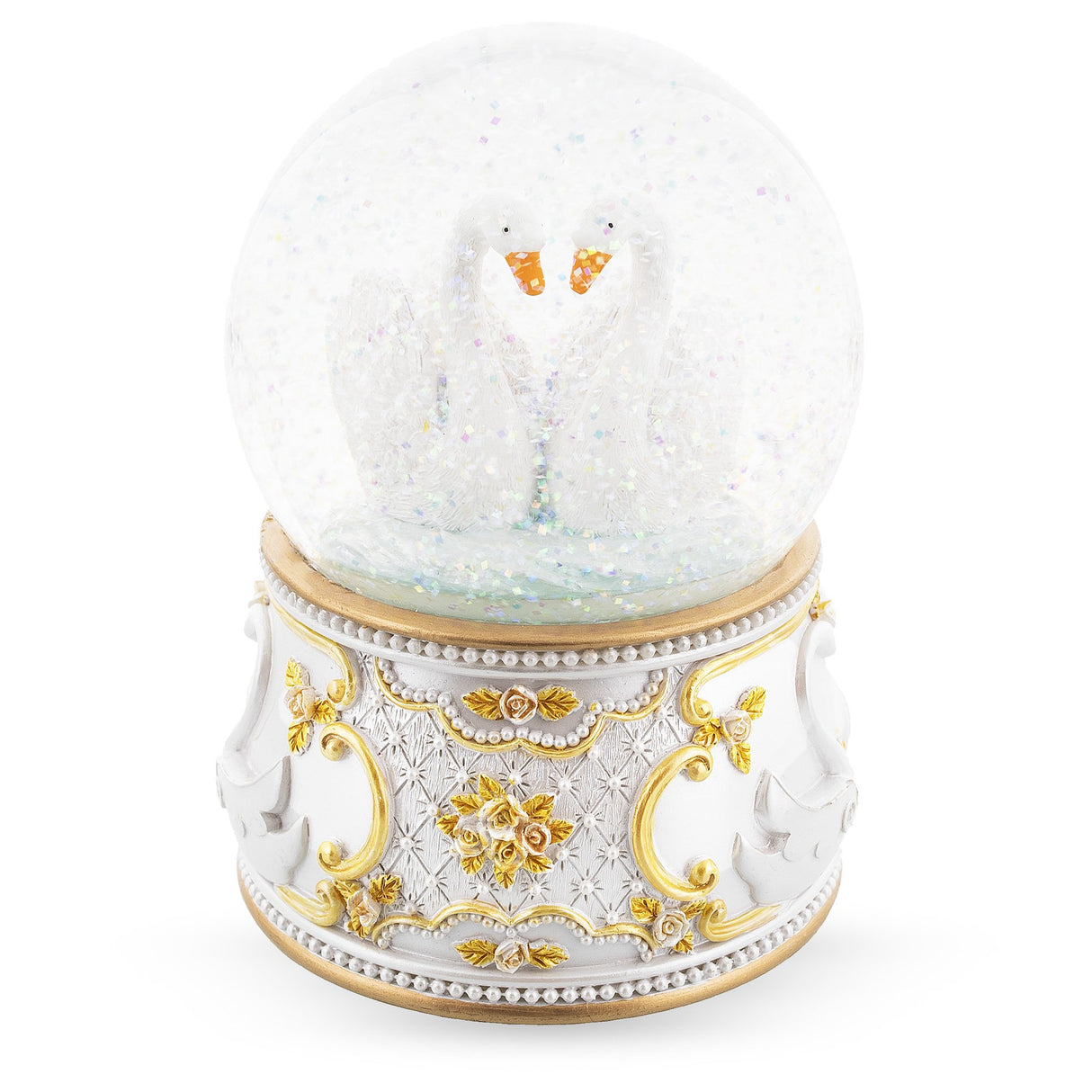 Enchanted Swans in Motion: Spinning Musical Water Snow Globe ,dimensions in inches: 6 x 4.1 x 4.1