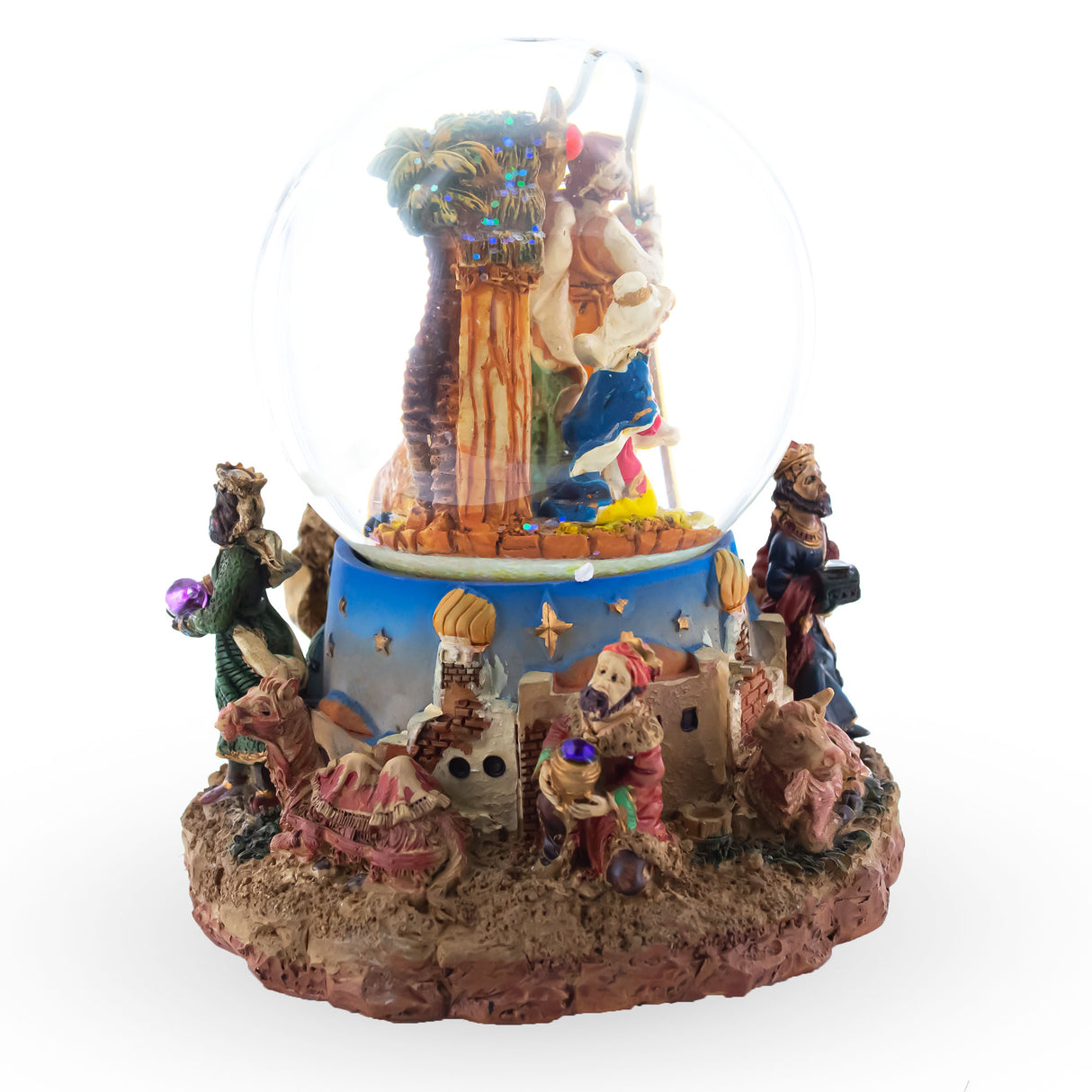 Regal Gift Bearers: Nativity Scene Musical Water Snow Globe with Kings ,dimensions in inches: 5 x 4.25 x 4.25