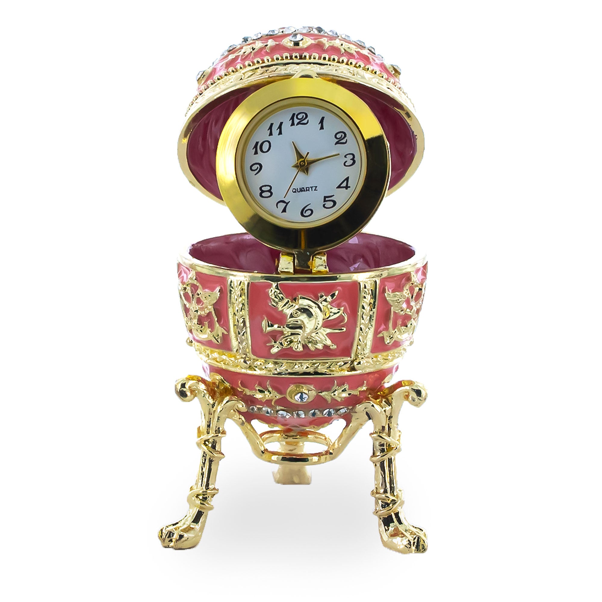 Pink Enamel Royal Inspired Imperial Easter Egg with Surprise in Pink color Oval