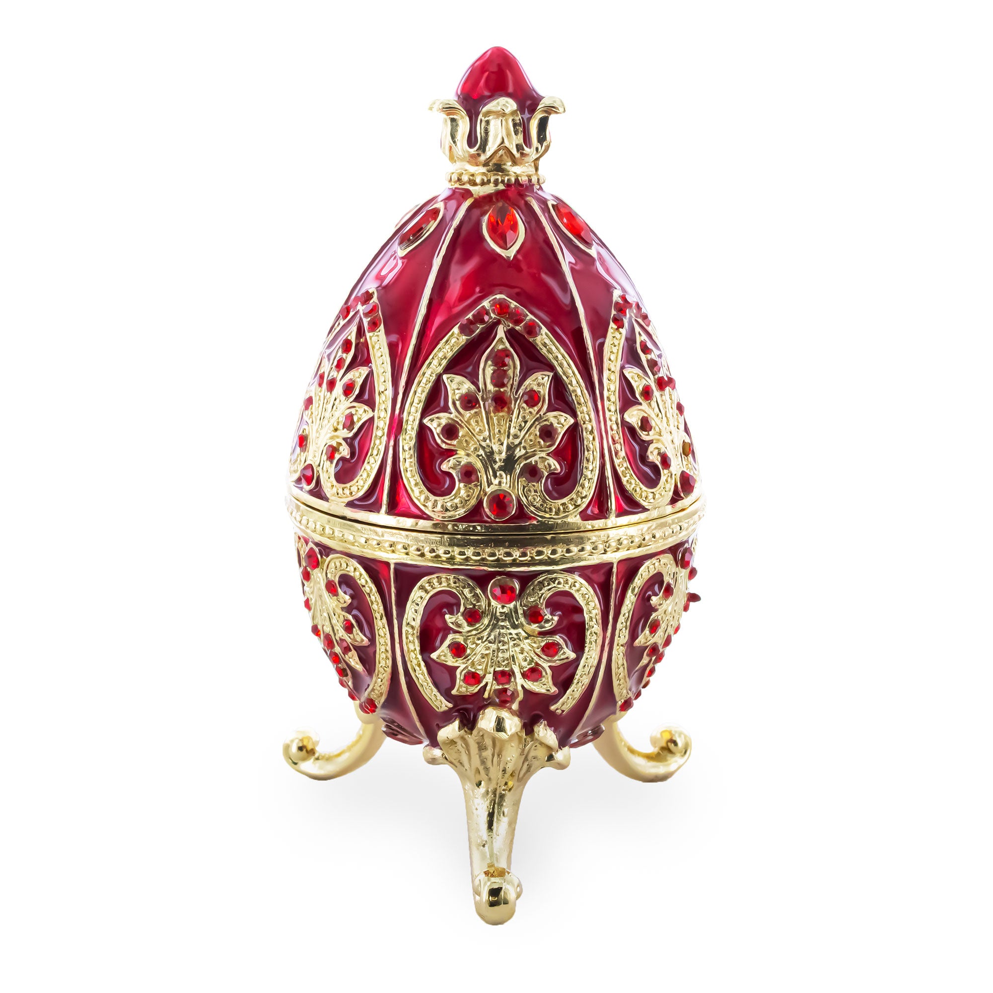 Red Royal Jeweled Inspired Imperial Easter Egg 4.5 Inches in Red color Oval