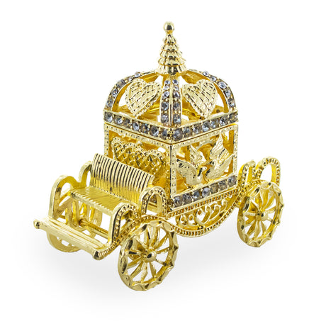 Golden Royal Coronation Coach Trinket Box Figurine in Gold color,  shape