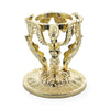 Metal Three Angels on Pedestal Gold Tone Metal Egg Sphere Stand Holder Display in Gold color