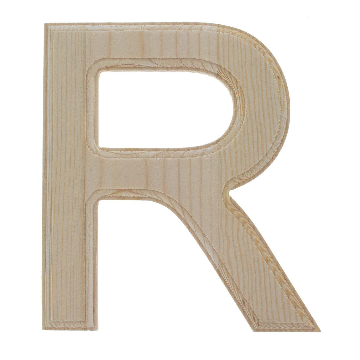 Wood Unfinished Wooden Arial Font Letter R (6.25 Inches) in Beige color