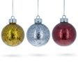 Set of 3 Clear Plastic Christmas Ornaments with Flakes 4 Inches in Multi color, Round shape