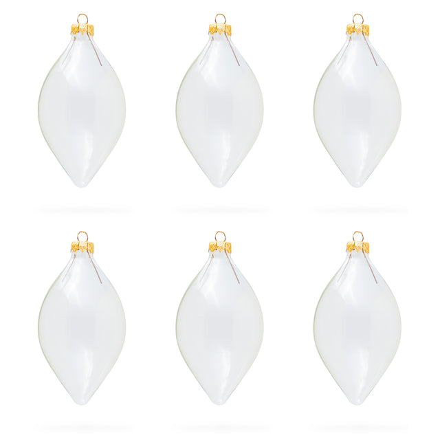 Set of 6 Rhombus Shape Clear Glass Christmas Ornaments in Clear color,  shape