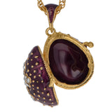 Sacred Elegance: 19-Crystal Cross Royal Egg Pendant on Purple Necklace, 20 Inches ,dimensions in inches: 0.94 x 20 x 0.57