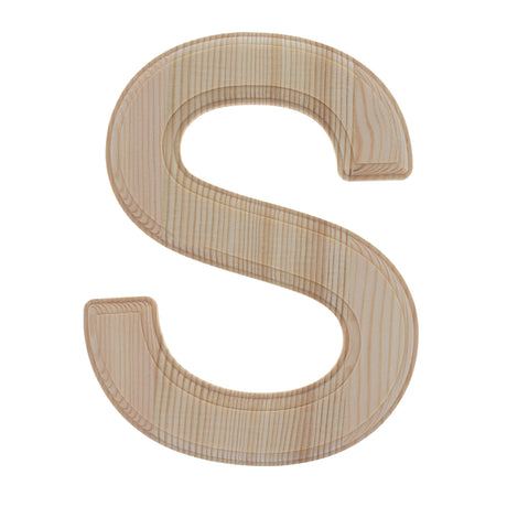 Wood Unfinished Wooden Arial Font Letter S (6.25 Inches) in Beige color