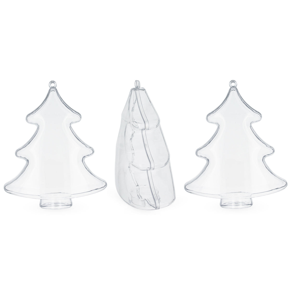 Plastic Set of 3 Clear Plastic Christmas Tree Ornaments 4.35 Inches (110.5 mm) in Clear color Triangle