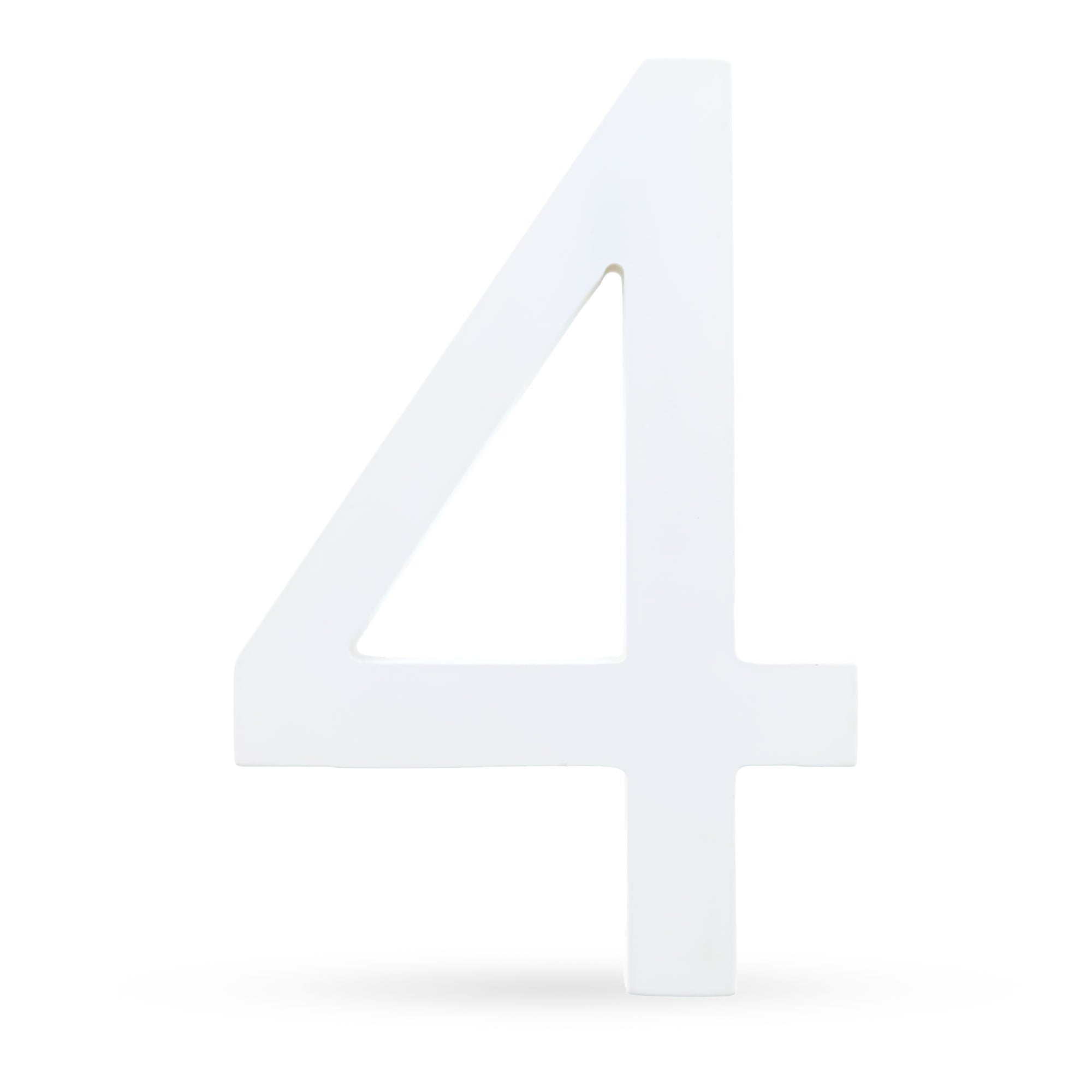Arial Font White Painted MDF Wood Number 4 (Four) 6 Inches in White color