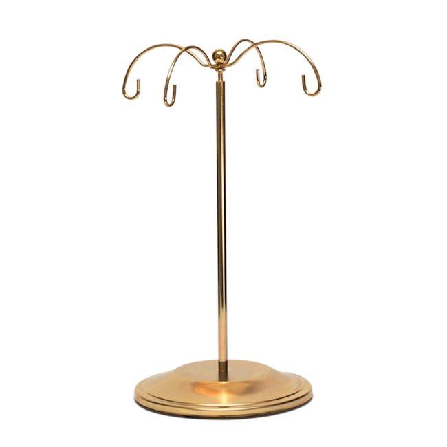 Metal Tall Pole Gold Tone Metal 4 Ornaments Stand 8.5 Inches in Gold color