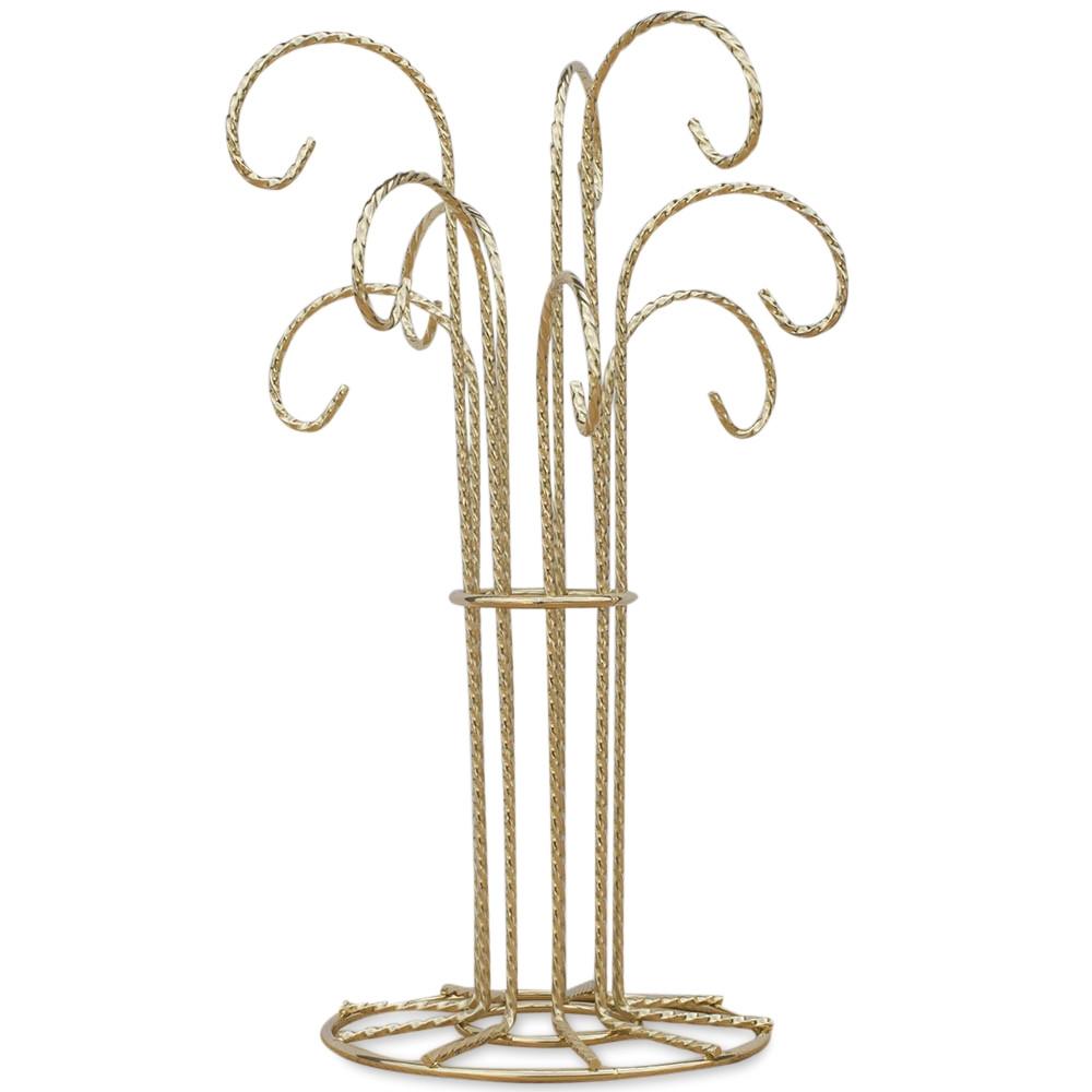 9 Arm Gold Tone Twisted Brass Metal 9 Ornaments Stand 12 Inches in Gold color,  shape