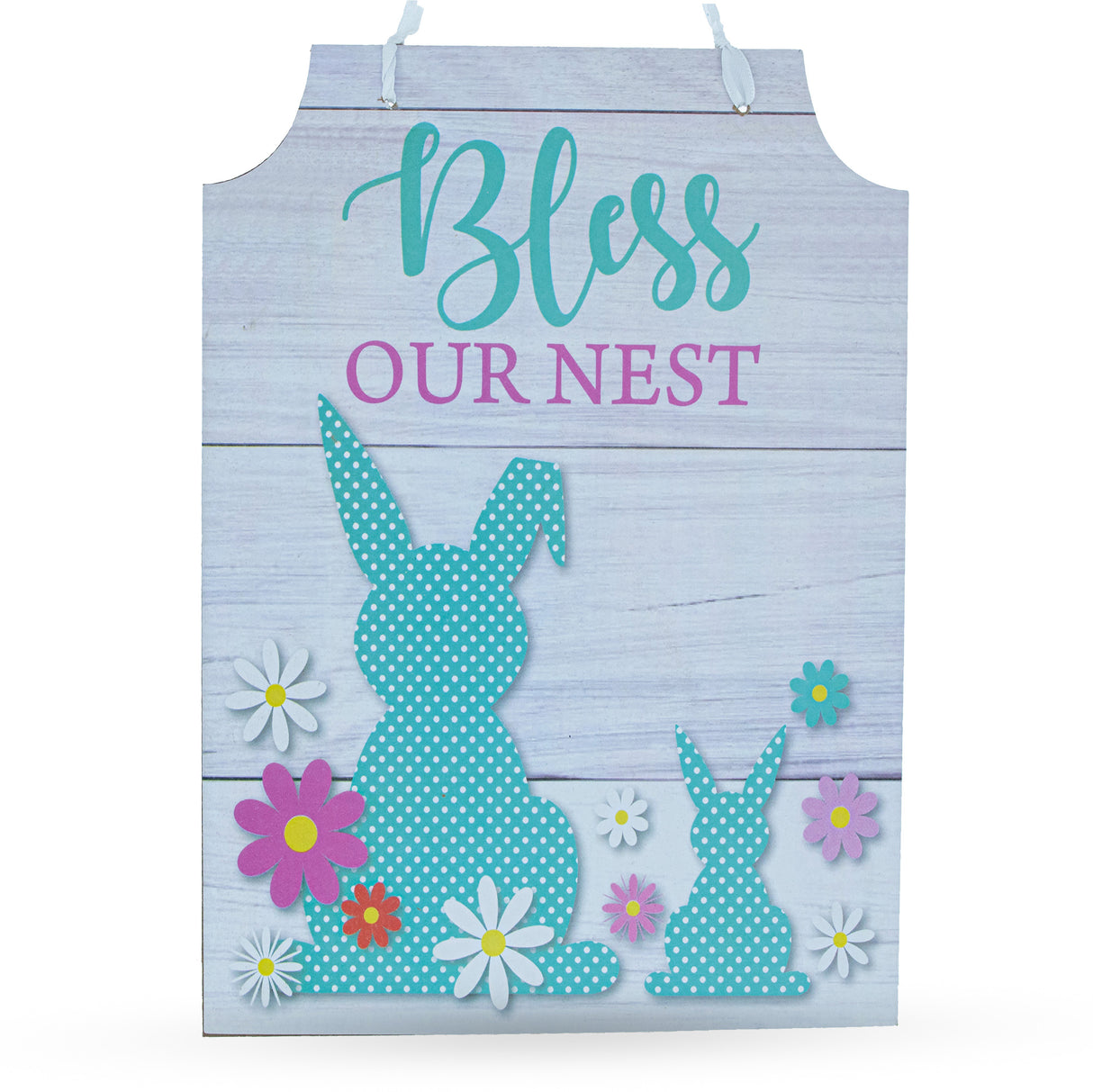 Wood Cherished Home: Bless Our Nest Spring Decorative Wall Sign in Multi color