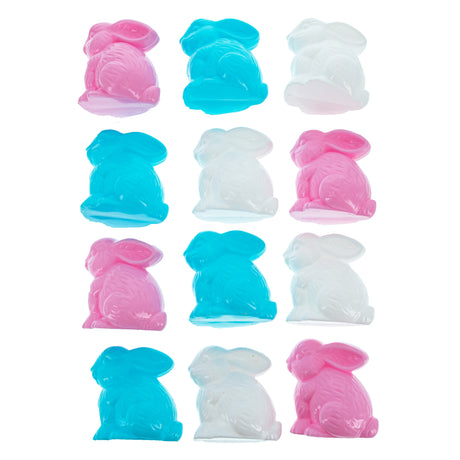 Plastic Bunny Trio: Set of 12 Blue, White, and Pink Bunnies Fillable Plastic Easter Eggs in Multi color