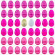 Plastic Set of 46 Pink Plastic Eggs, 1 White Egg, and 1 Gleaming Golden Easter Egg in Pink color Oval