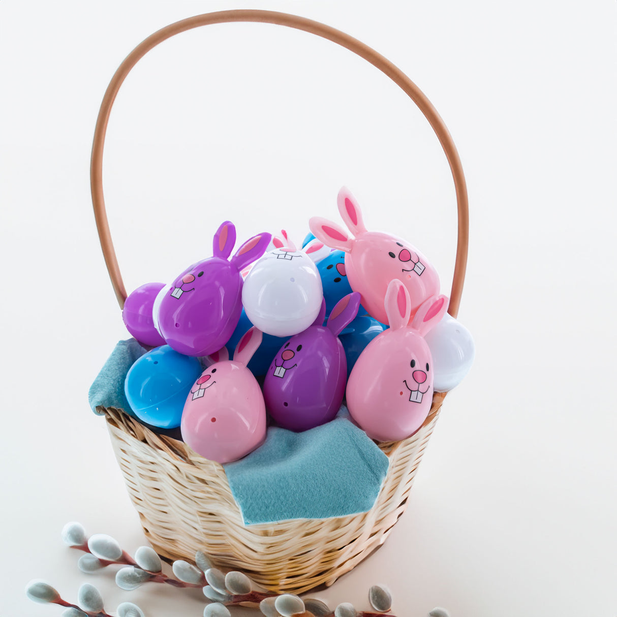 Sweet Bunny Surprise: Set of 16 Fillable Rabbit-Shaped Plastic Easter Eggs, 3.25 Inches ,dimensions in inches: 3.25 x 15 x 1.72