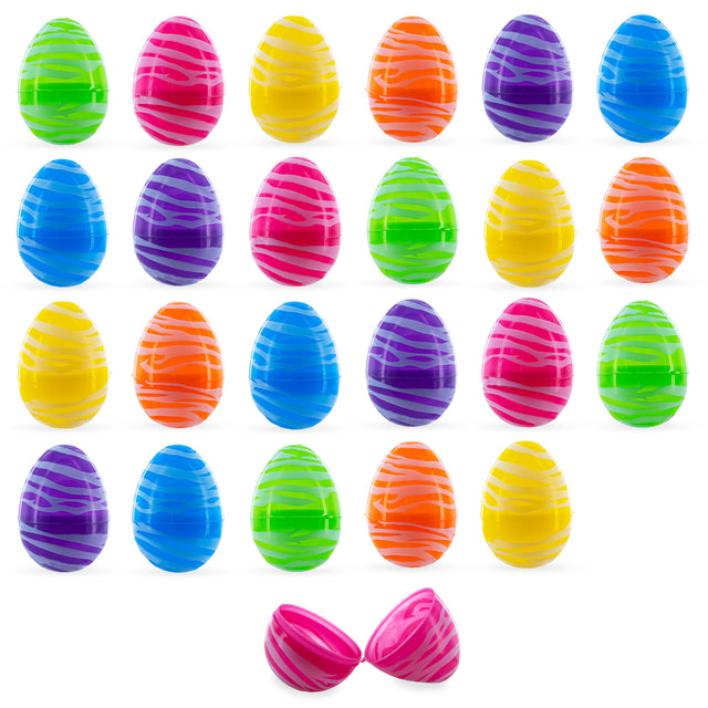 Plastic Circular Delights: Set of 24 Colorful Circle Printed Fillable Plastic Easter Eggs 2.25 Inches in Multi color Oval