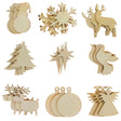 Wood Festive Creativity: Set of 9 Wooden Christmas Shape Cutouts in Beige color
