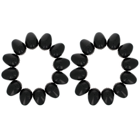 Plastic Set of 24 Shiny Glossy Black Plastic Easter Eggs, Each 2.25 Inches in Black color Oval