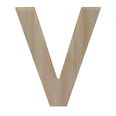 Wood Unfinished Wooden Arial Font Letter V (6.25 Inches) in Beige color
