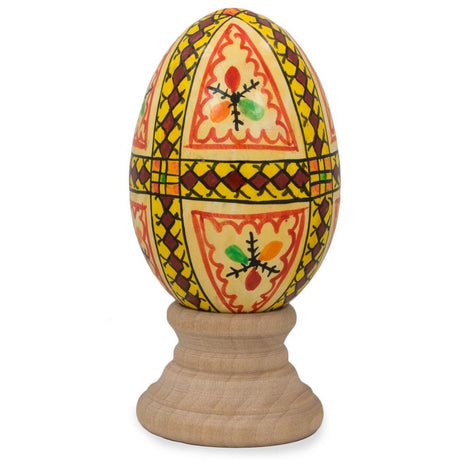 Wood Triangles Hand Painted Wooden Pysanky Easter Egg in Multi color Oval