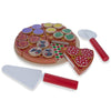 Wood Set of 27 Wooden Pieces Make a Pizza with Toppings & Kitchen Tools in red color