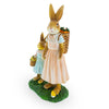 Mother and Daughter Bunnies Sharing Baskets Moment: Delightful Figurine ,dimensions in inches: 11 x 3.6 x 6.1
