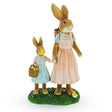 Resin Mother and Daughter Bunnies Sharing Baskets Moment: Delightful Figurine in Multi color