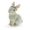 Resin Floral-Adorned White Bunny: Elegant Decorative Figurine in Multi color