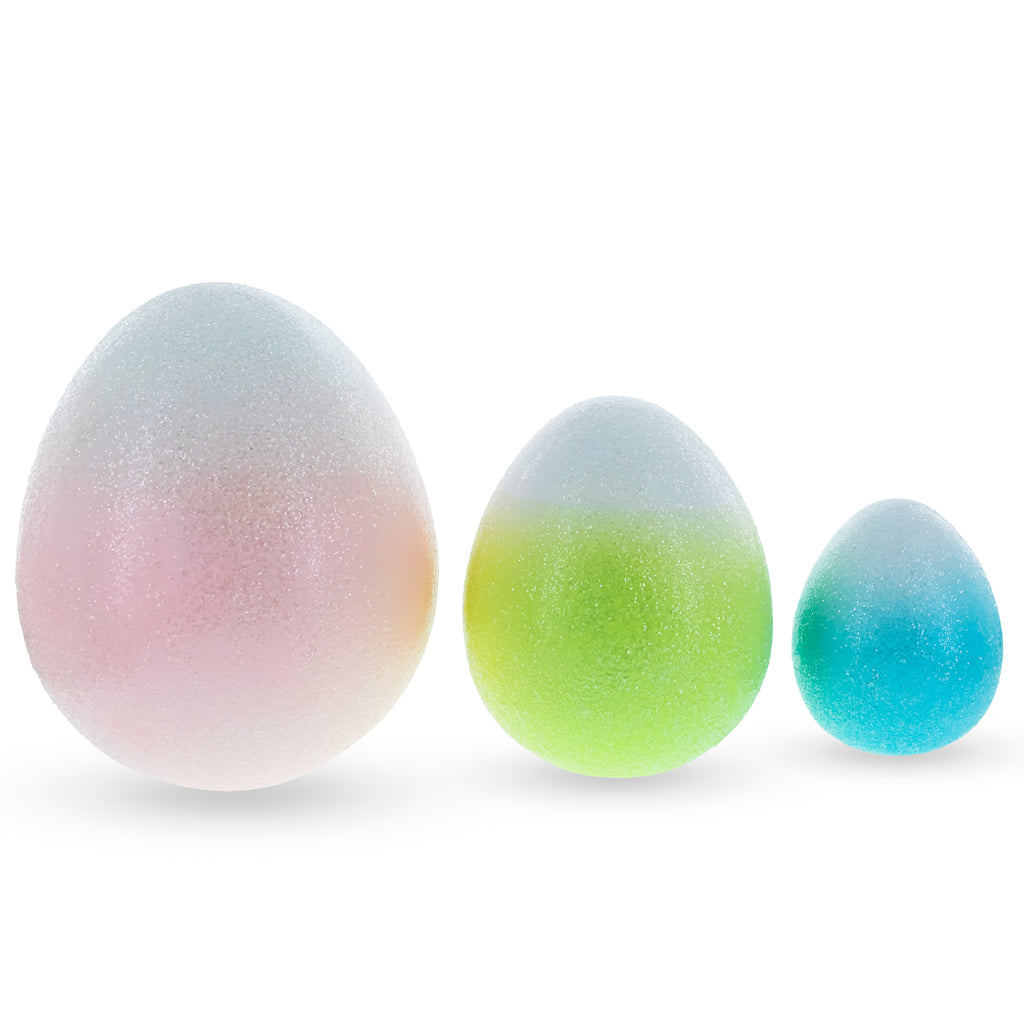 Resin Set of Three Gradient Jumbo Easter Eggs 8 Inches in Multi color Oval