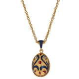 Red Studs on Gold Tone Royal Egg Pendant Necklace in Gold color, Oval shape