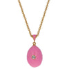 Pewter Royal Rose Enamel Egg Pendant Necklace in Pink color Oval