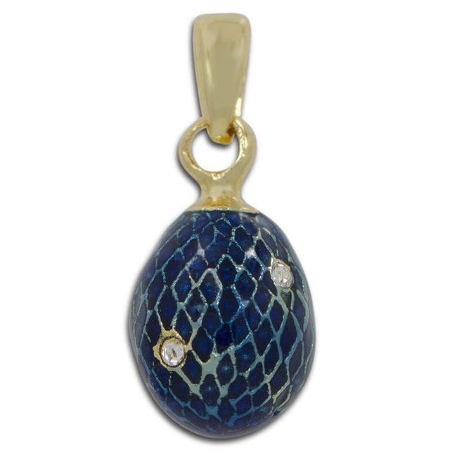 Pewter Blue Enamel Miniature Royal Egg Pendant in Blue color Oval