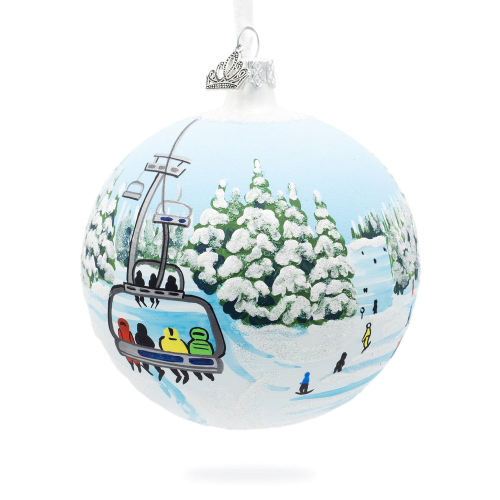 Ski Resorts Glass Christmas Ornaments