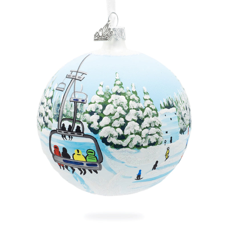 Ski Resorts Glass Christmas Ornaments