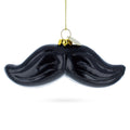 Mustache Glass Christmas Ornament in Black color Figurine