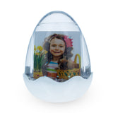 Egg-Shaped Acrylic Water Globe Picture Frame with LED Light and Musical Bliss in Silver color, Oval shape
