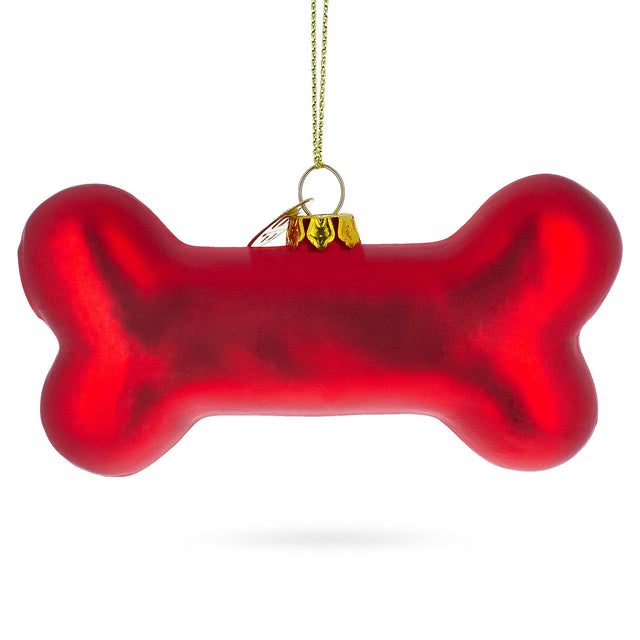 Glass Ruby Red Bone-shaped - Blown Glass Christmas Ornament in Red color